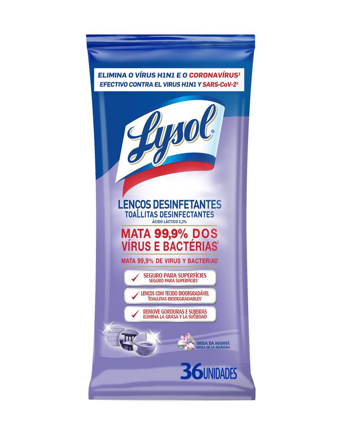 Lysol Toallas Desinfectantes Brisa de la Mañana 36 unid - Puntolimpieza